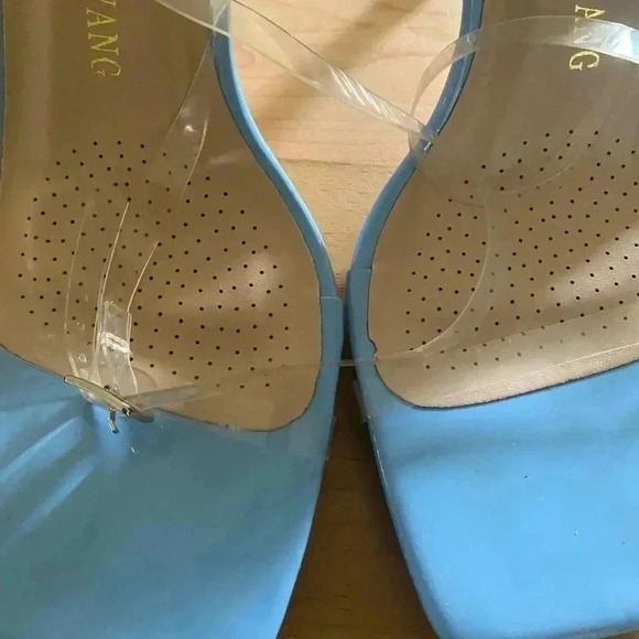 AZAELA WANG WEBSTER SCULPTURAL STILETTO ANKLE STRAP MODERN SANDAL IN BLUE SIZE 9 - Picture 8 of 11